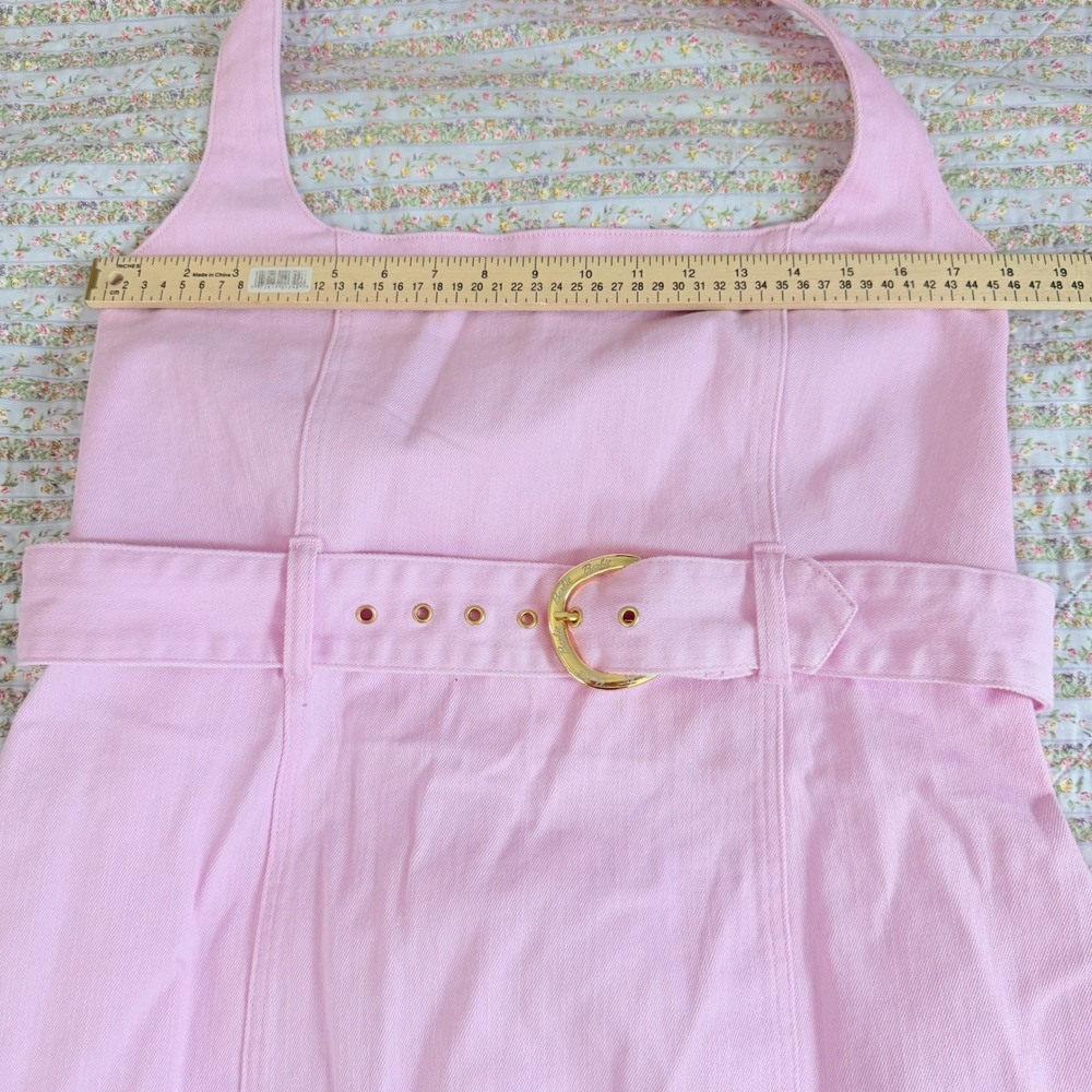 NEW Barbie x Show Me Your Mumu Duncan Halter Dress Pink Denim Mini XXL - Picture 13 of 15